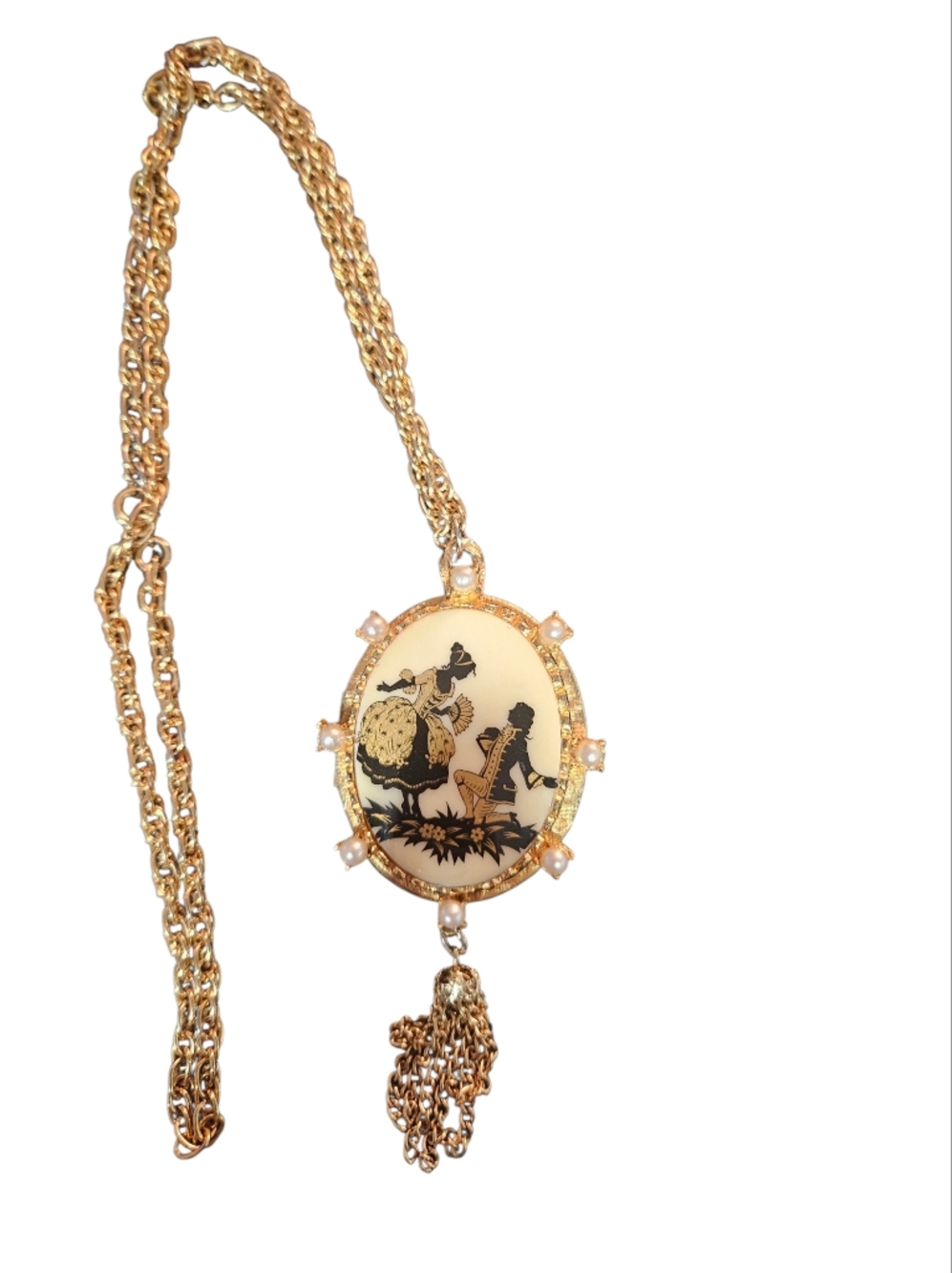 Vintage Monet Victorian Style Gold Chain Locket - Picture 2 of 5